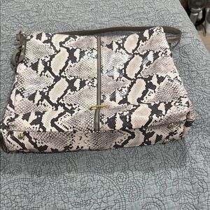 Anne Klein Snakeskin Large Bag in Black and Cream